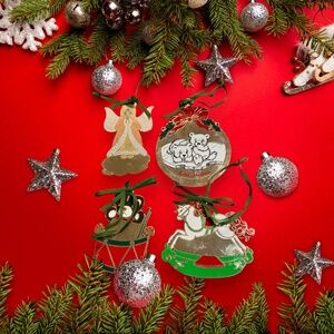 Set of 4 Vintage Signed C. Duchin Brass Ornaments Made in USA